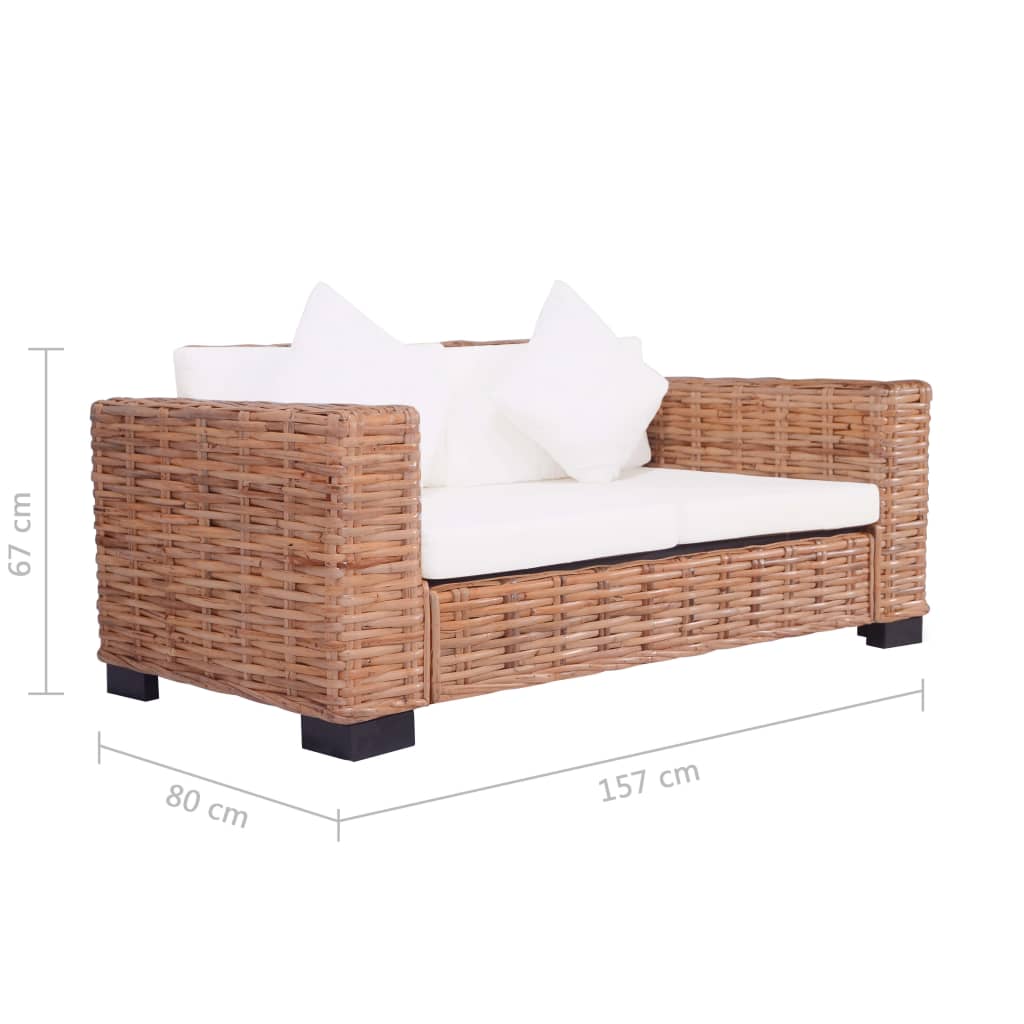 Divano da Giardino a 2 Posti in Rattan Naturale - homemem39
