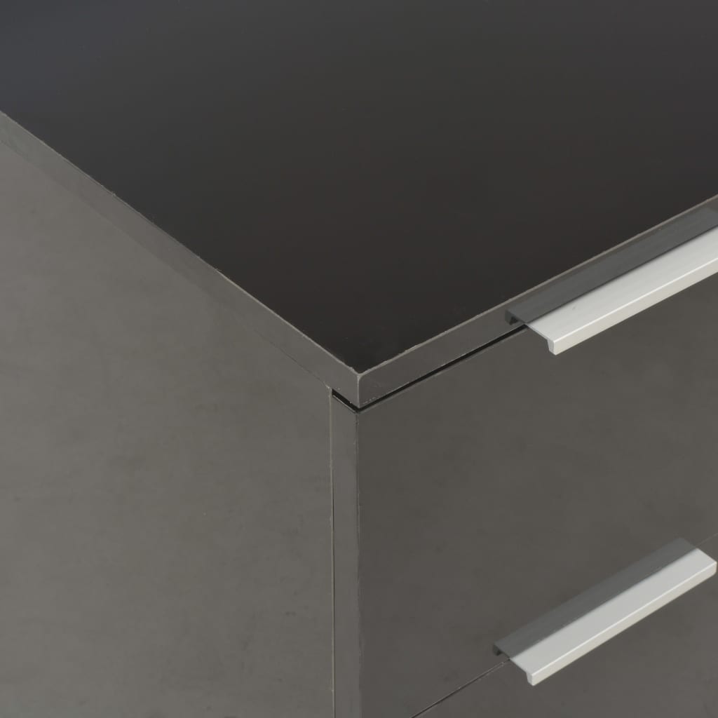 Credenza Nero Lucido 60x35x80 cm in Legno Multistrato - homemem39