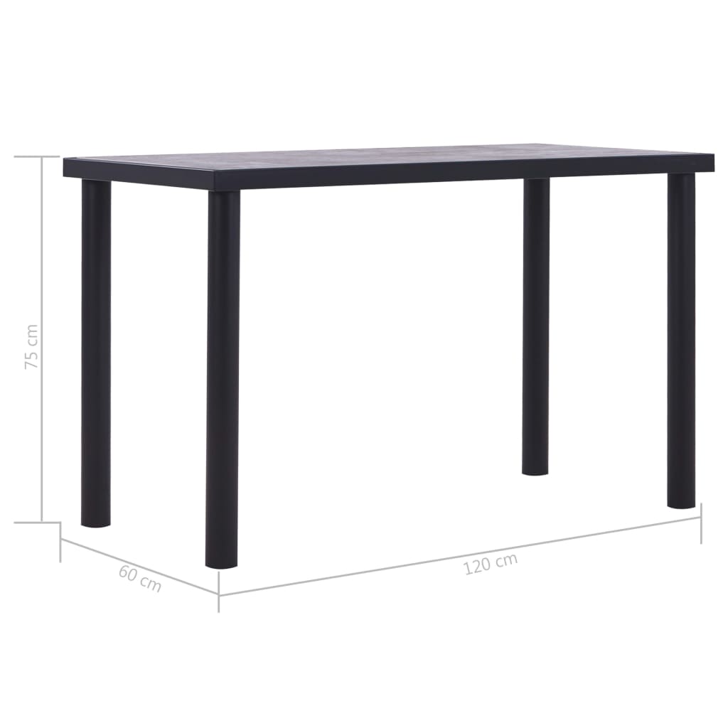 Tavolo da Pranzo Nero e Grigio Cemento 120x60x75 cm in MDF | homemem39
