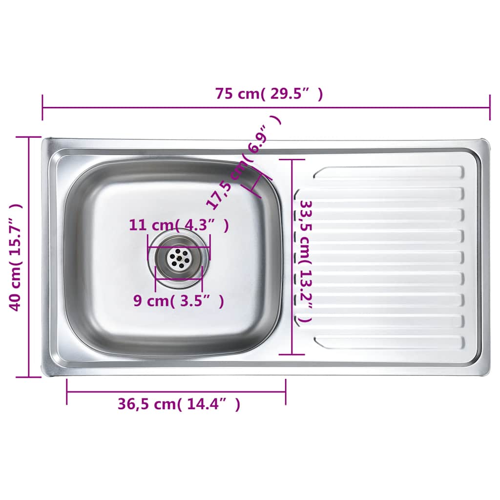 Lavello da Cucina con Filtro e Sifone in Acciaio Inox | homemem39