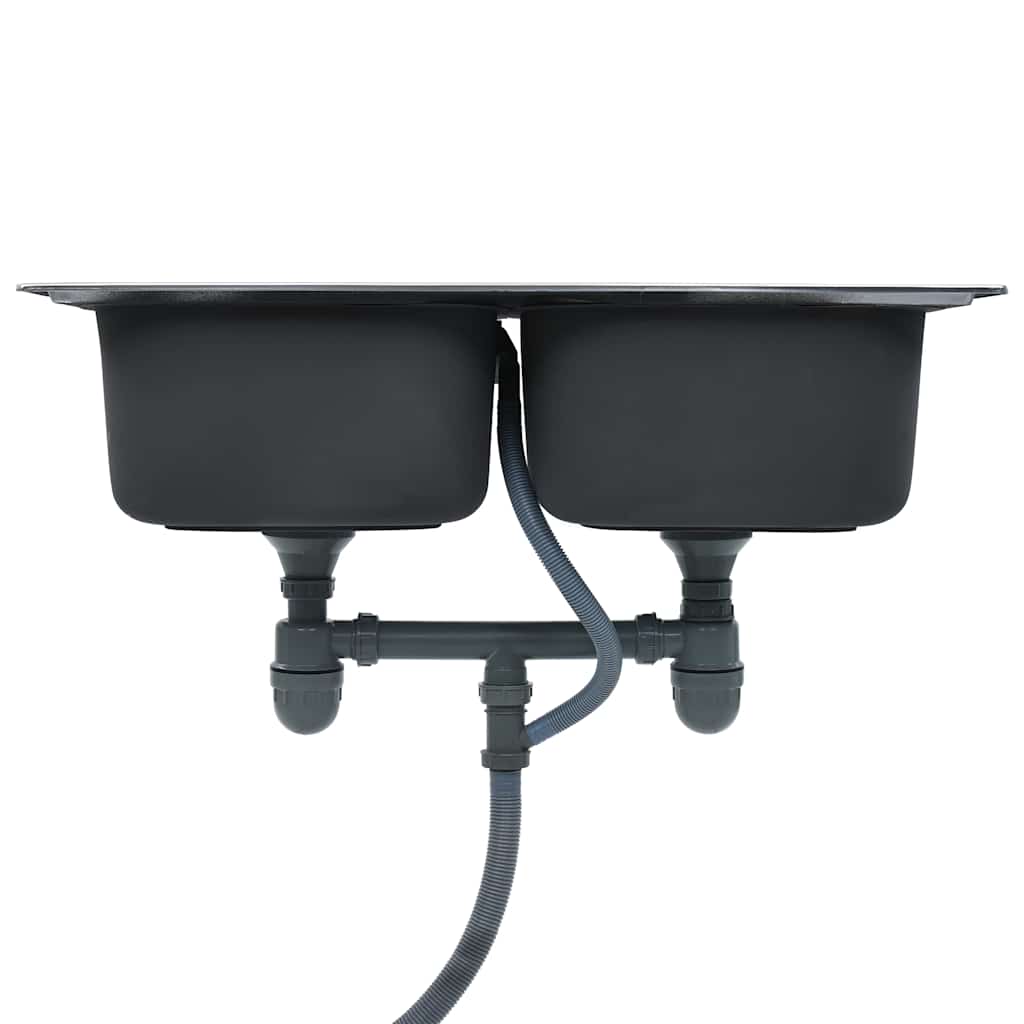 Double Kitchen Sink with Stainless Steel Filter and Siphon