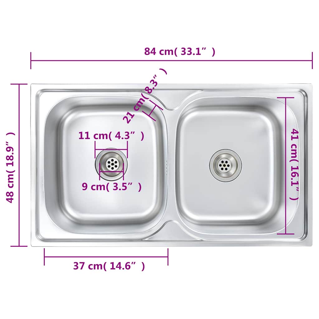 Double Kitchen Sink with Stainless Steel Filter and Siphon