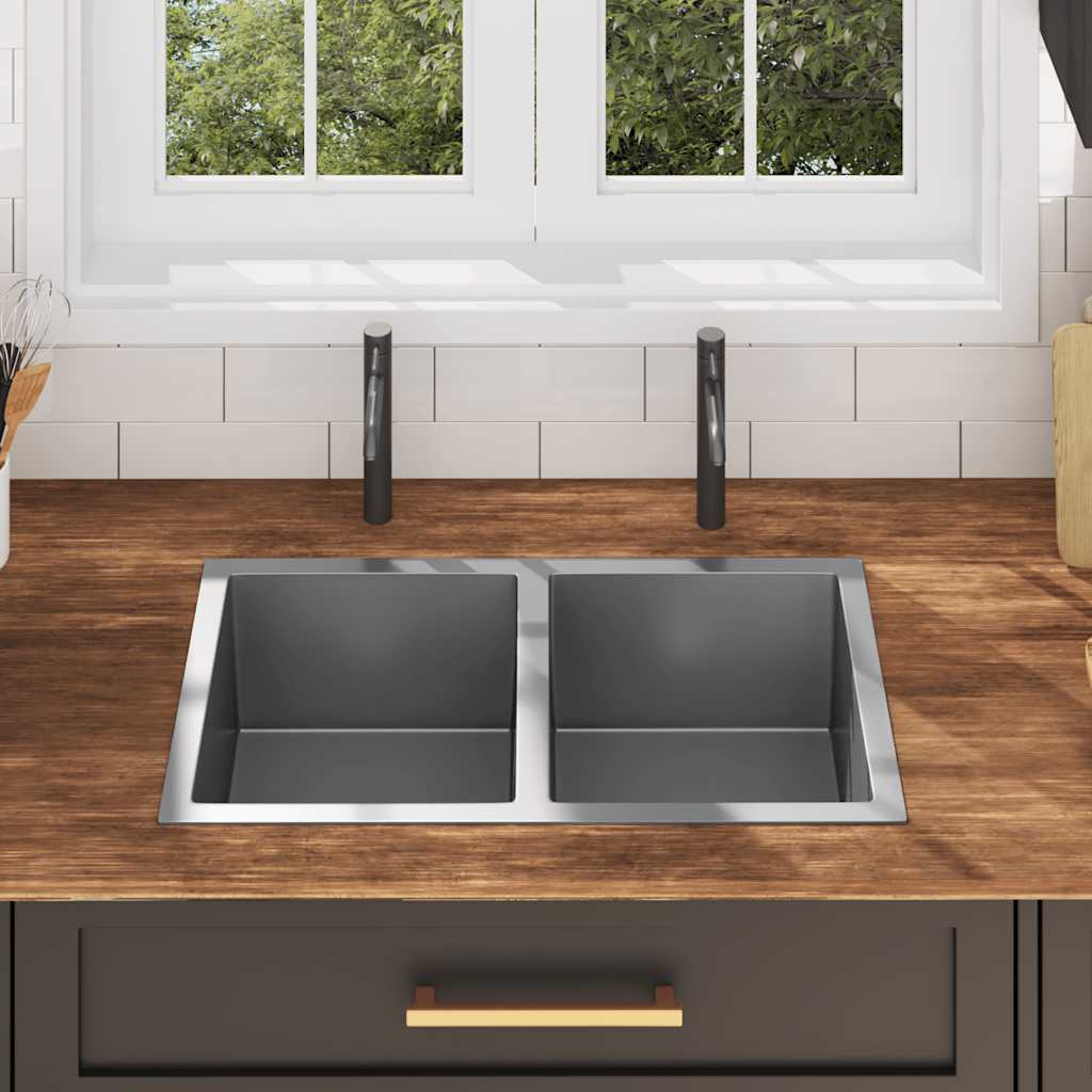 Lavello da Cucina Lavorato a Mano in Acciaio Inox - homemem39