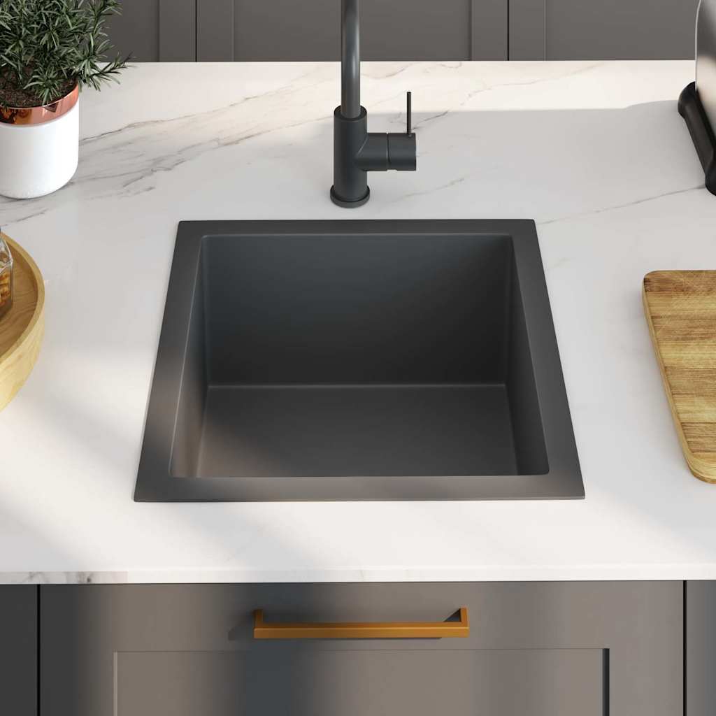 Lavello da Cucina Lavorato a Mano Nero in Acciaio Inox - homemem39