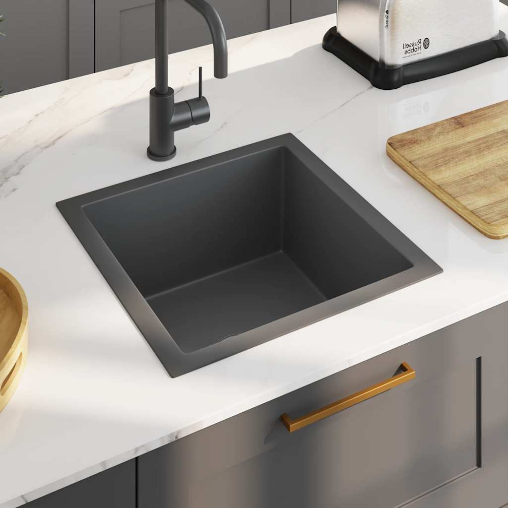 Lavello da Cucina Lavorato a Mano Nero in Acciaio Inox - homemem39