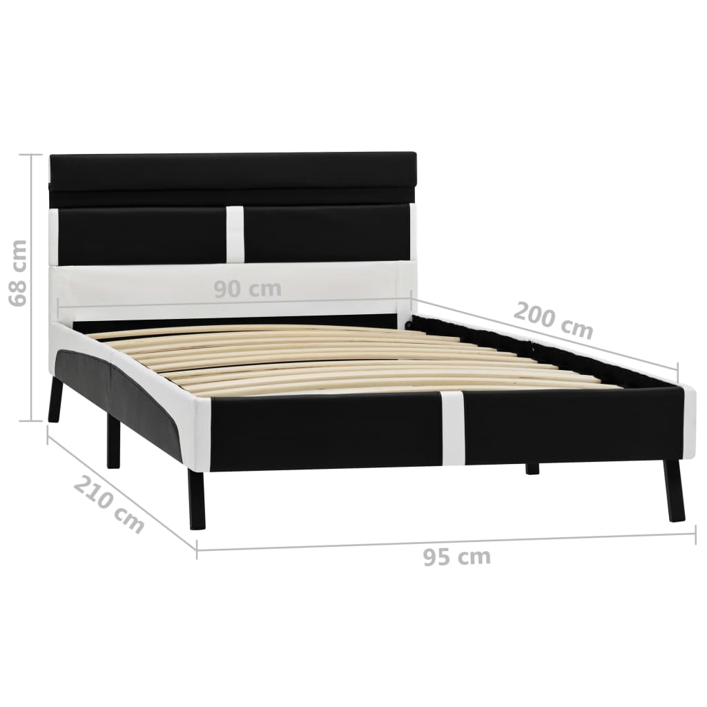 Giroletto con LED senza Materasso Nero in Similpelle 90x200 cm | homemem39