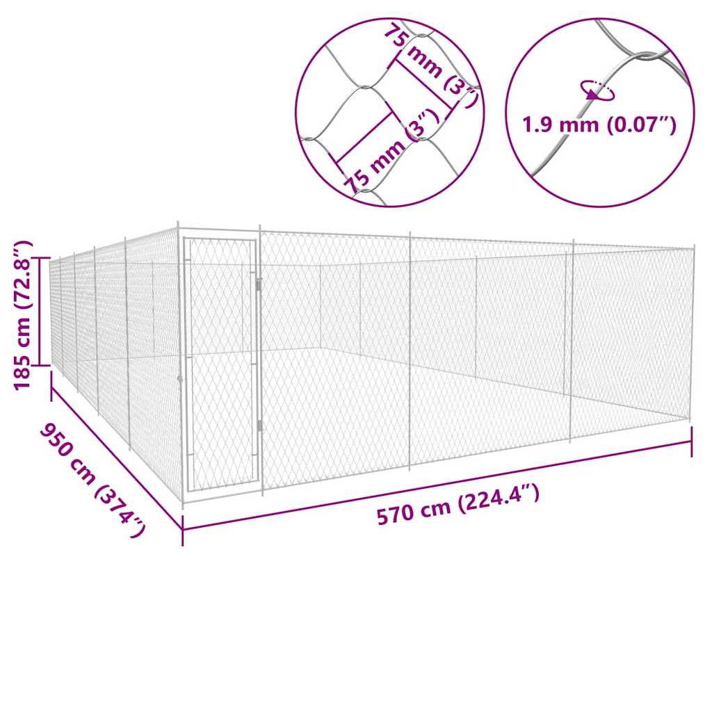 Canile da Esterno in Acciaio Zincato 950x570x185 cm | homemem39
