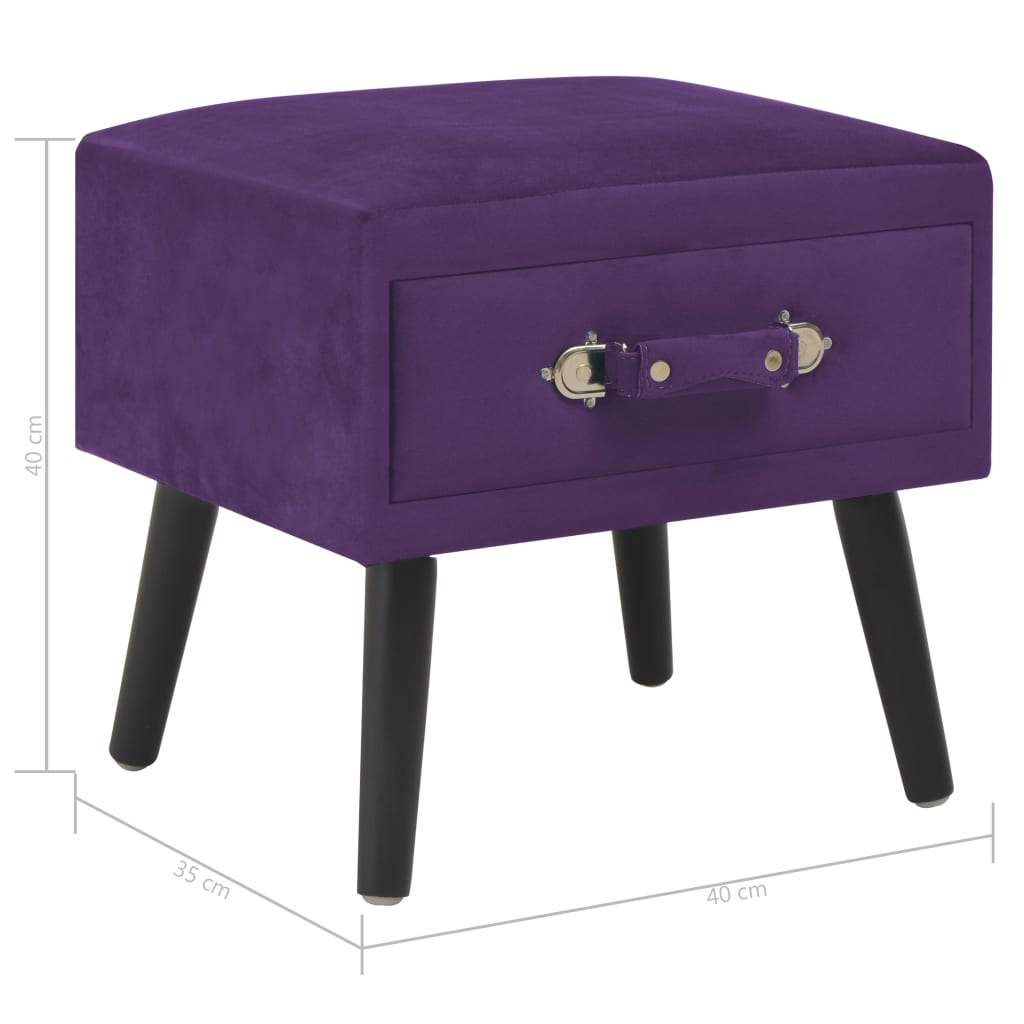 Comodini Viola Scuro 2 pz 40x35x40 cm in Velluto | homemem39