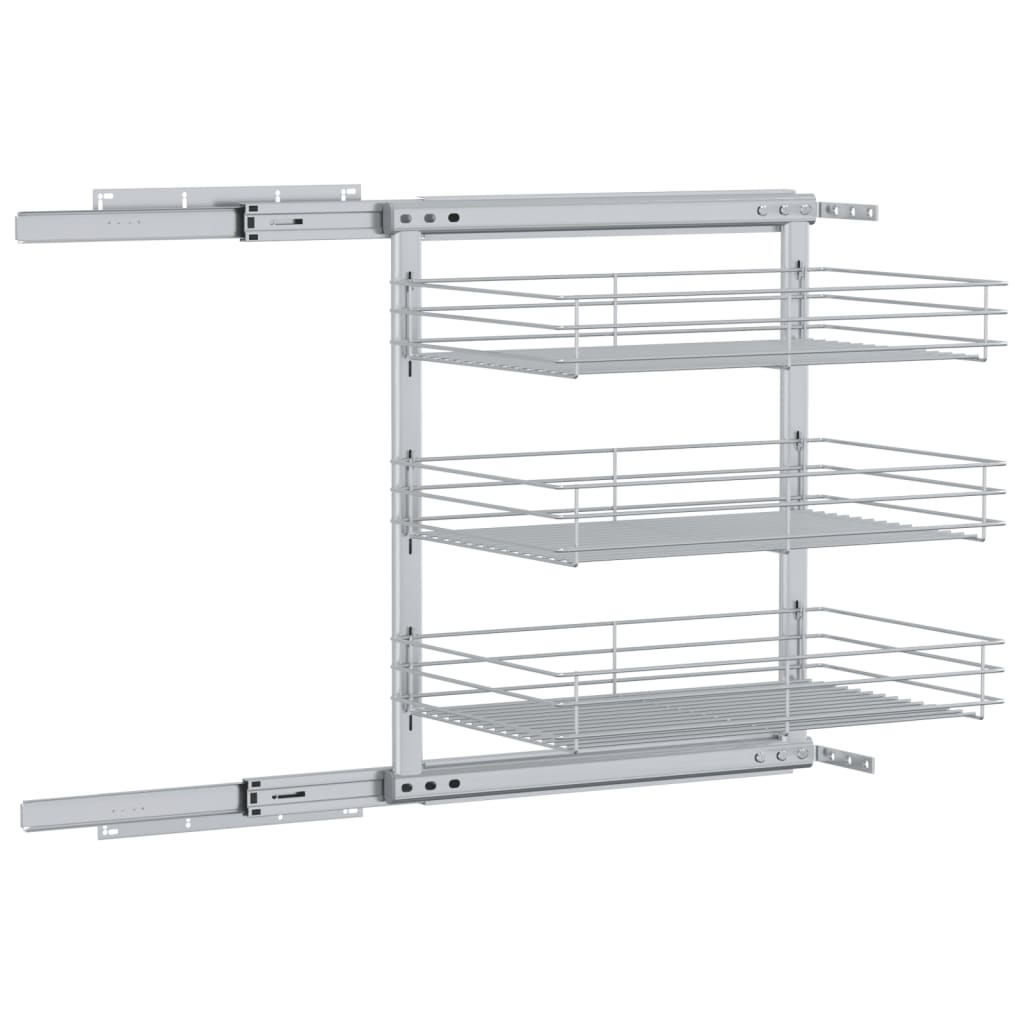 Cestino da Cucina in Rete a 3 Livelli Argento 47x35x56 cm - homemem39