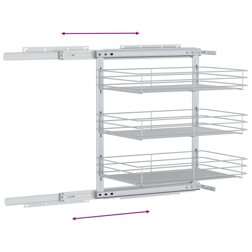 Cestino da Cucina in Rete a 3 Livelli Argento 47x35x56 cm - homemem39