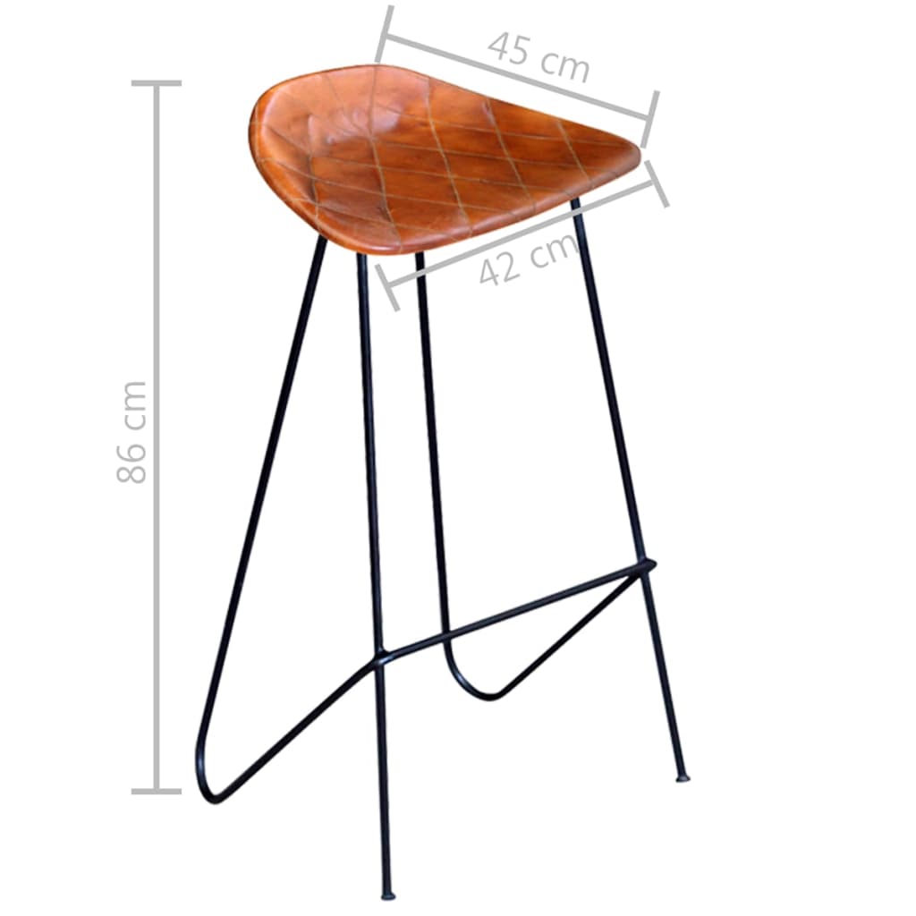 Sgabelli da Bar 4 pz in Vera Pelle Marrone - homemem39