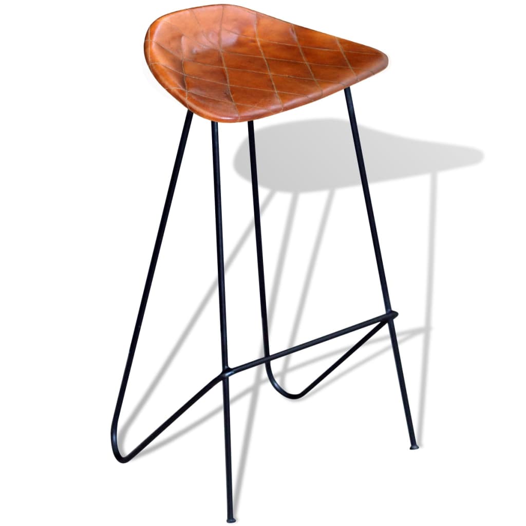 Sgabelli da Bar 6 pz in Vera Pelle Marrone - homemem39