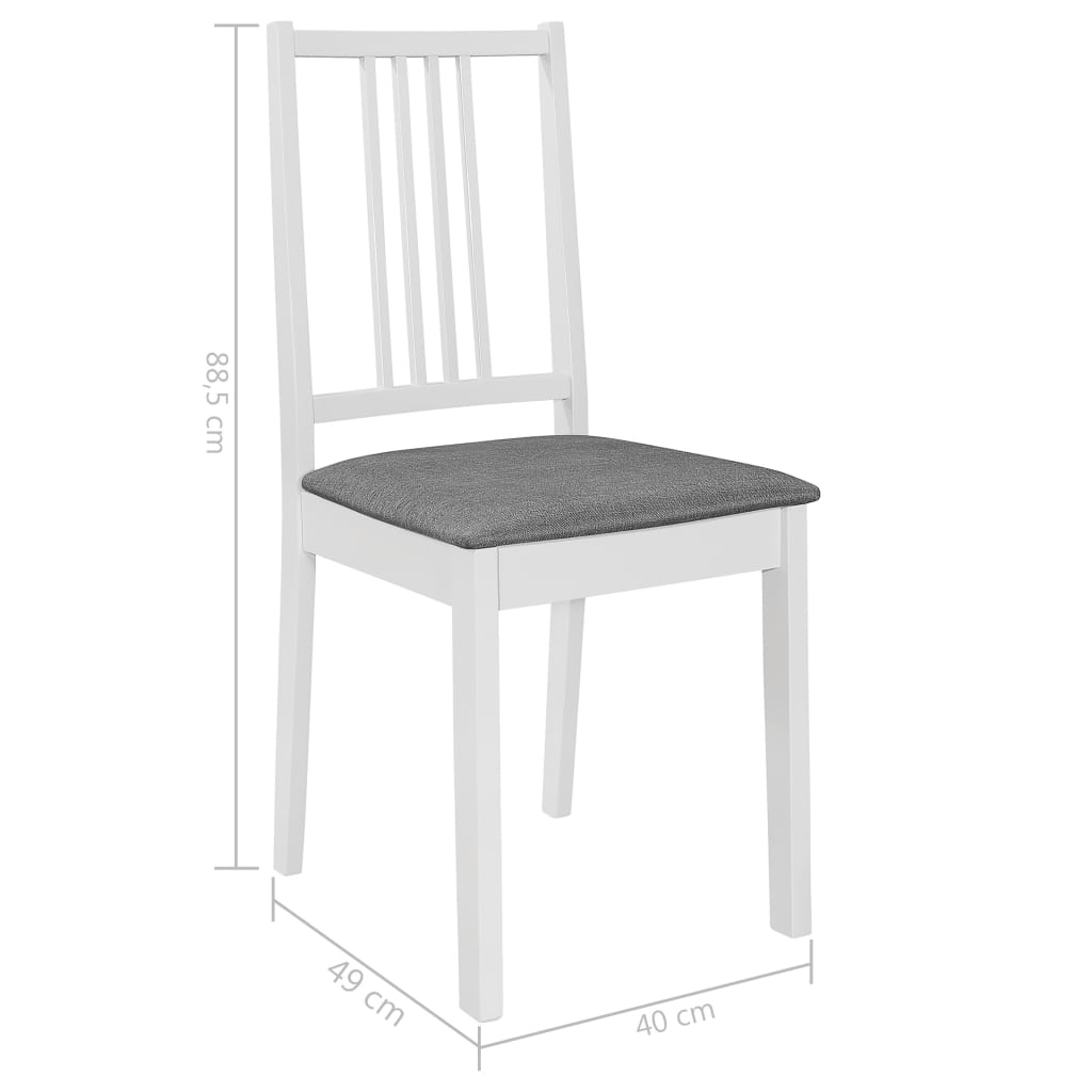 Sedie da Pranzo con Cuscini 6 pz Bianche in Legno Massello | homemem39