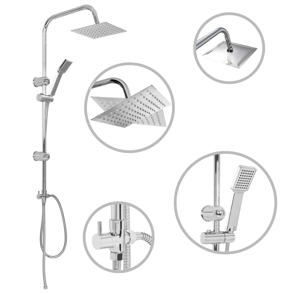 Set per Doccia a Doppio Soffione con Doccetta Acciaio Inox - homemem39