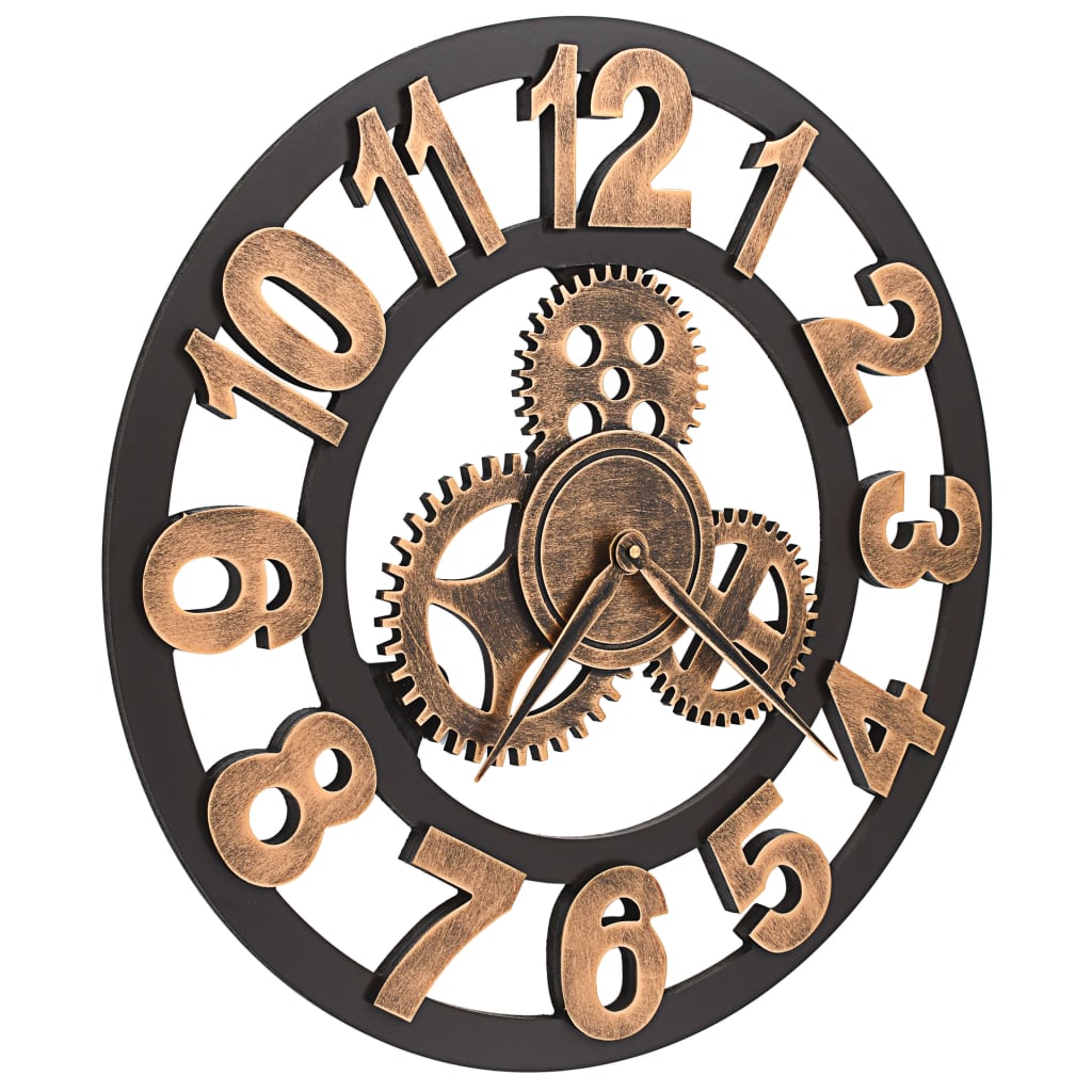 Orologio da Parete in Metallo 58 cm Dorato e Nero - homemem39