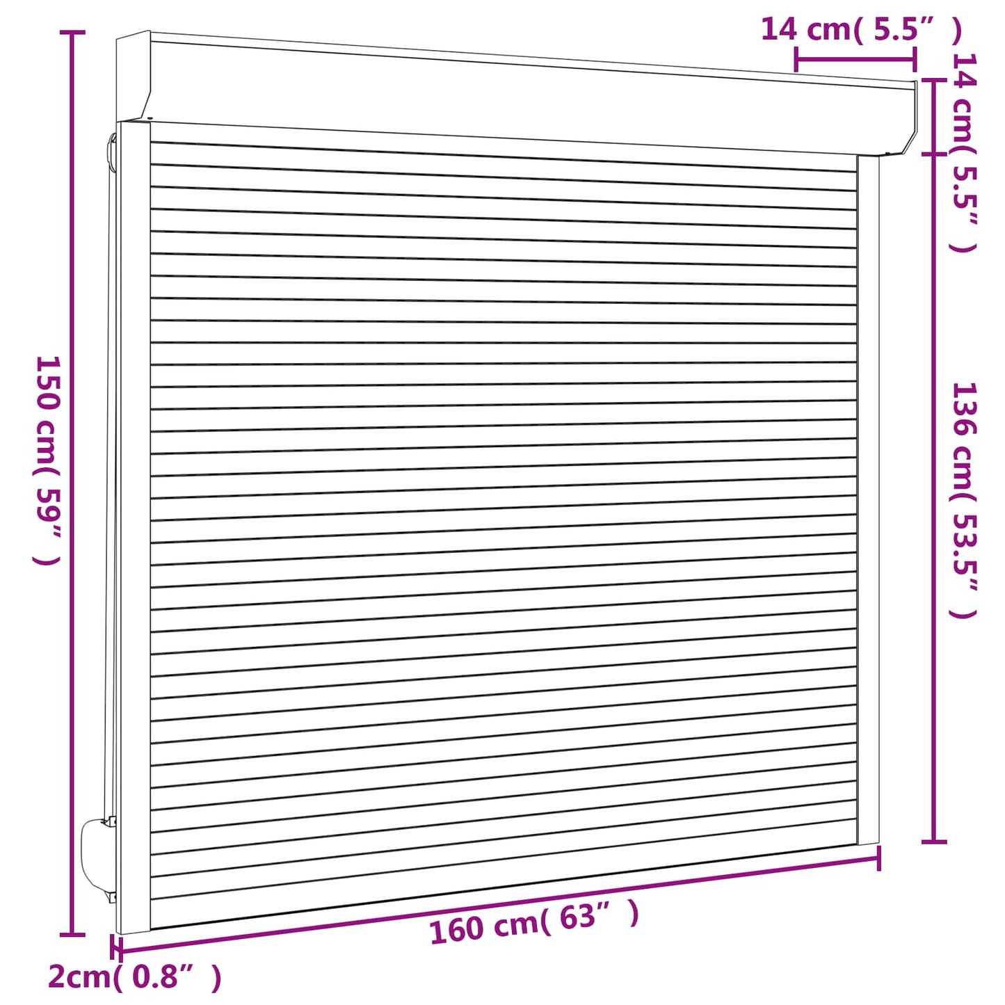 Persiana a rullo Bianco 160 x 150 cm Alluminio e poliuretano | homemem39