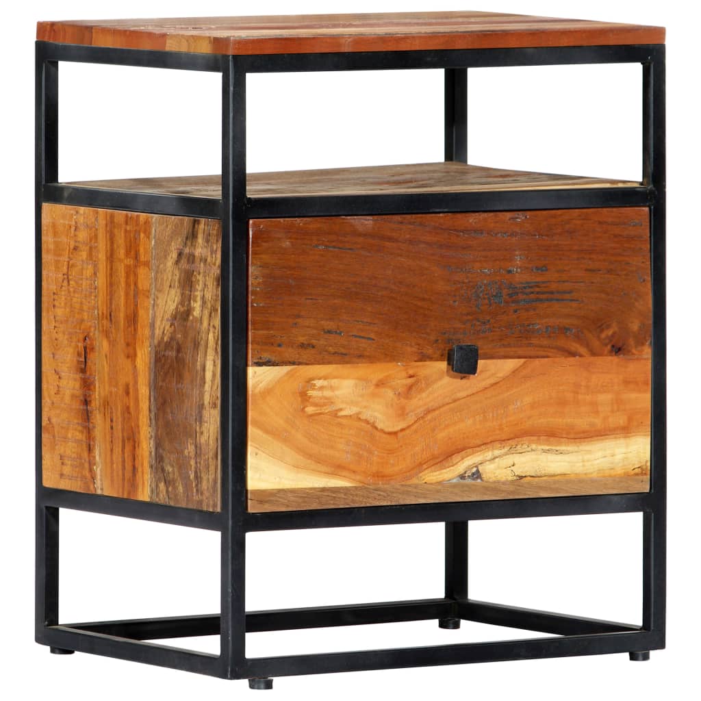Comodino 40x30x50 cm in Legno Massello di recupero e Acciaio | homemem39