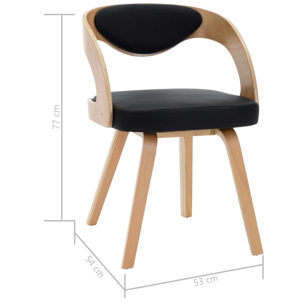 Sedie da Pranzo 2 pz Nere in Legno Curvato e Similpelle | homemem39