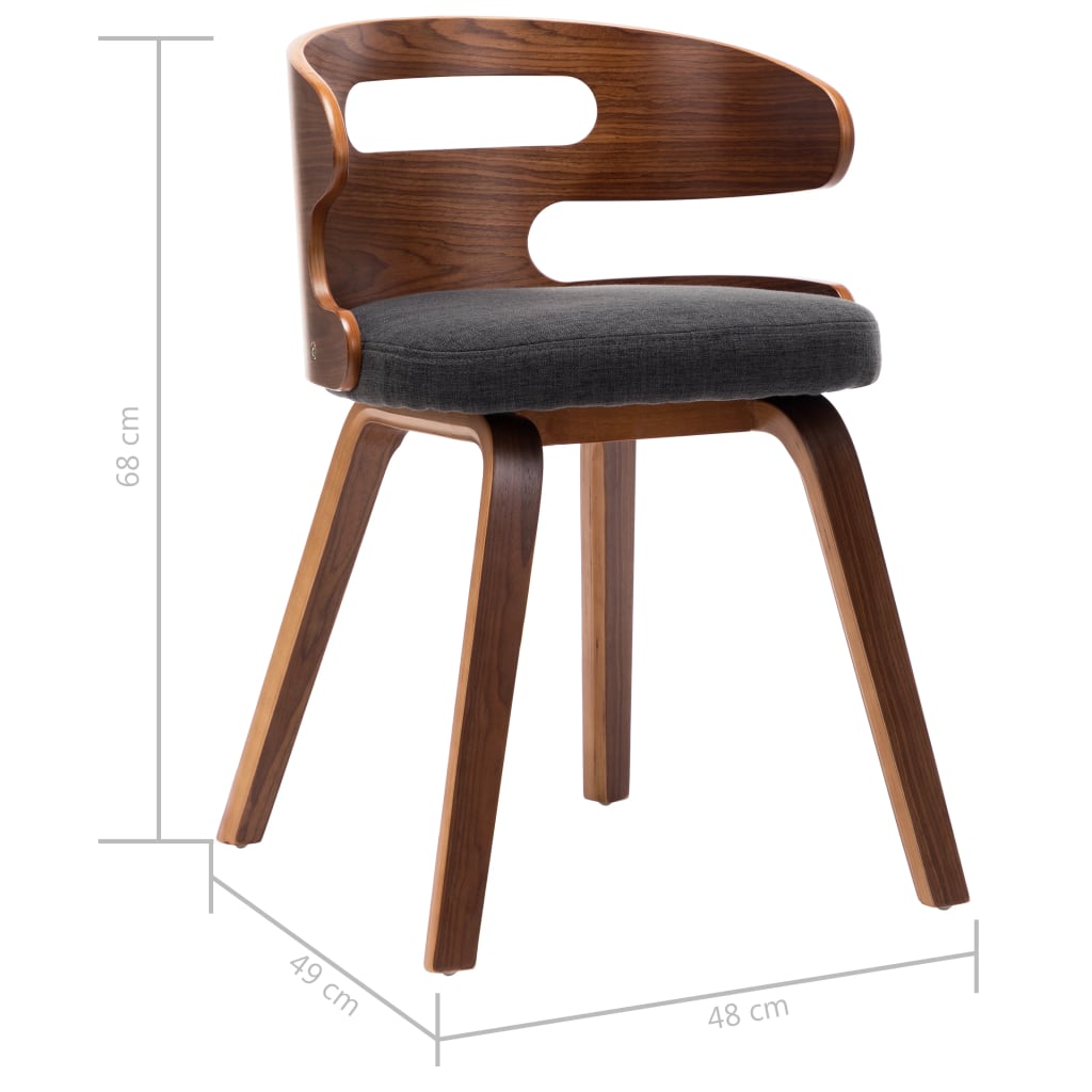 Sedie da Pranzo 2 pz Legno Curvato e Tessuto Grigio Scuro | homemem39