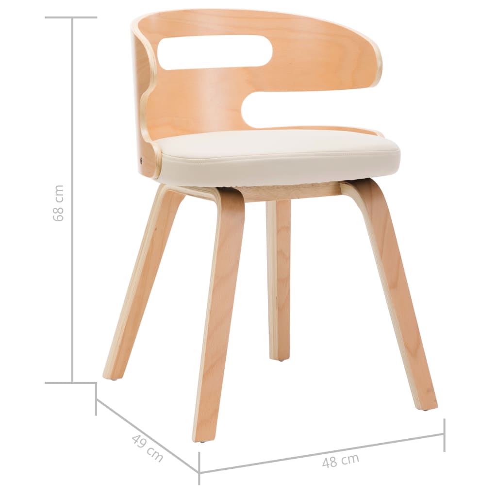 Sedie da Pranzo 2 pz in Legno Curvato e Similpelle Crema | homemem39
