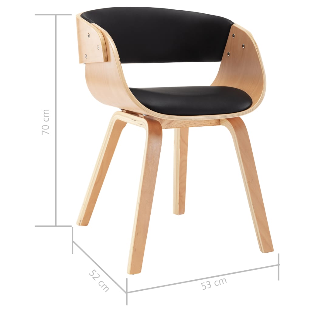 Sedia da Pranzo Nera in Legno Piegato e Similpelle | homemem39