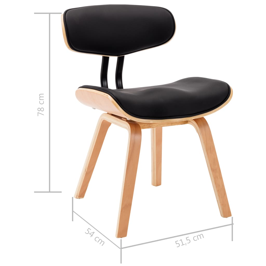 Sedie da Pranzo 2 pz Nere in Legno Piegato e Similpelle | homemem39