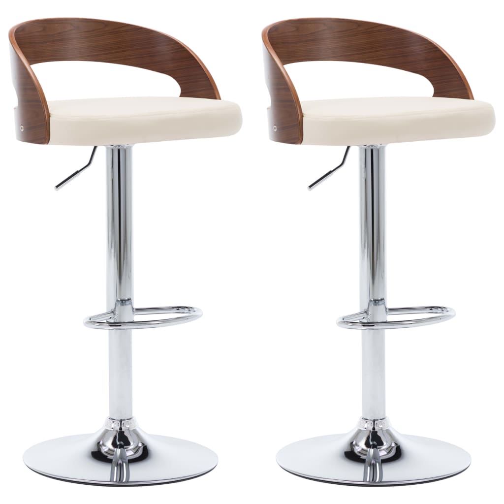 Sgabelli da Bar 2 pz Crema in Similpelle e Legno Curvato - homemem39