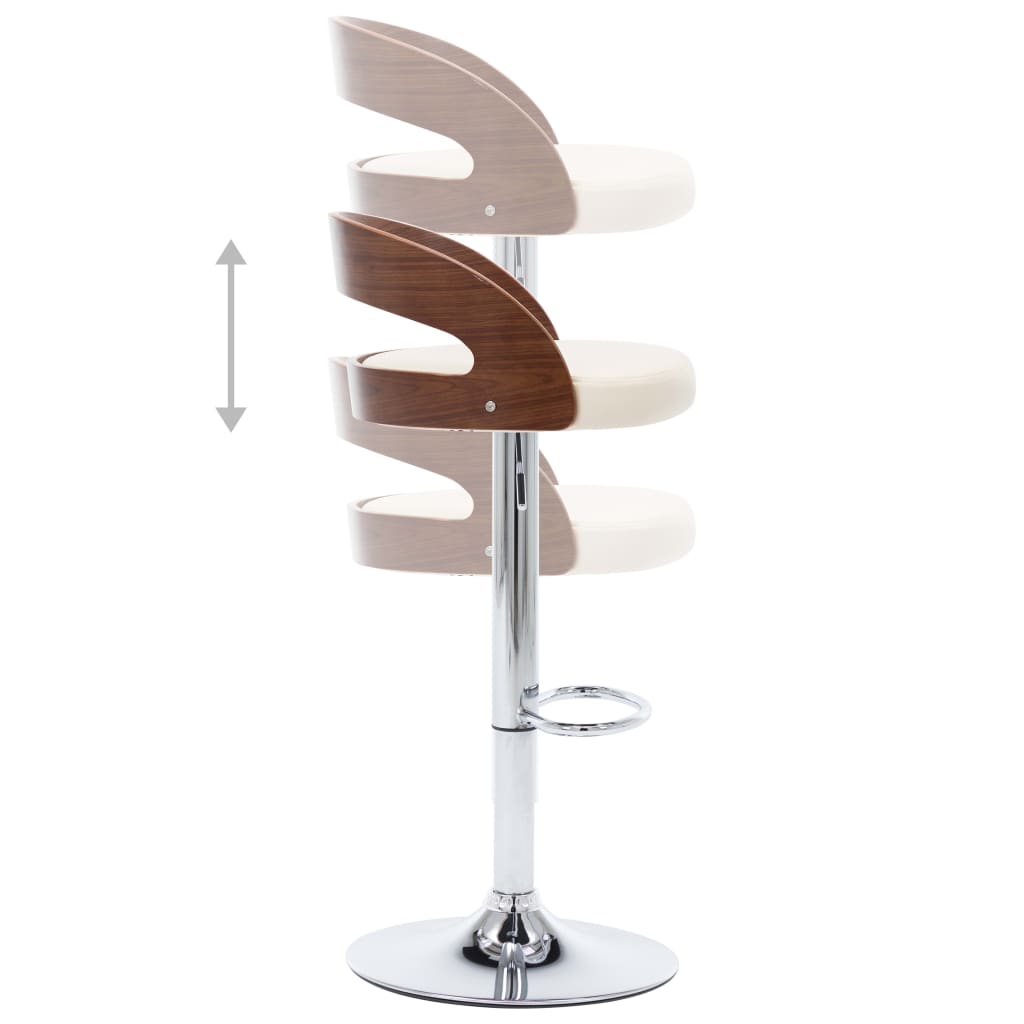 Sgabelli da Bar 2 pz Crema in Similpelle e Legno Curvato - homemem39