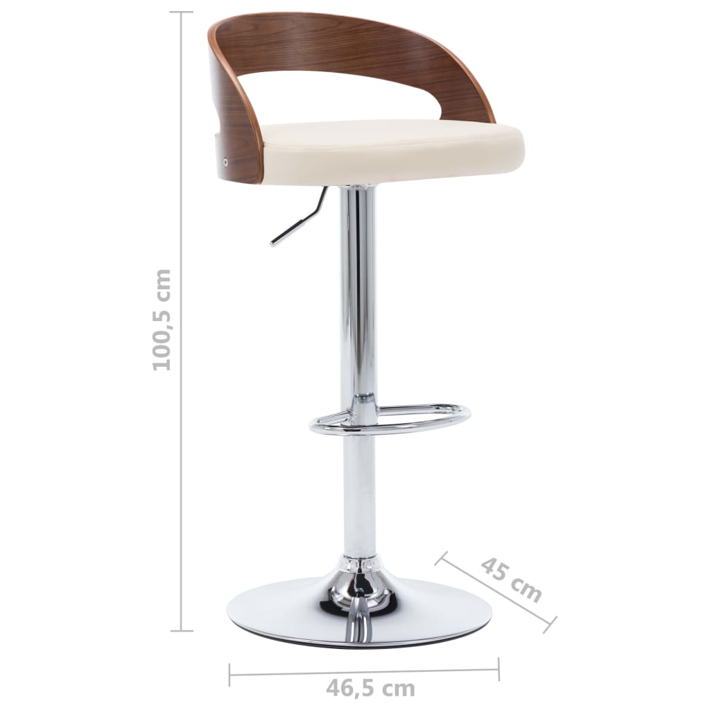 Sgabelli da Bar 2 pz Crema in Similpelle e Legno Curvato - homemem39
