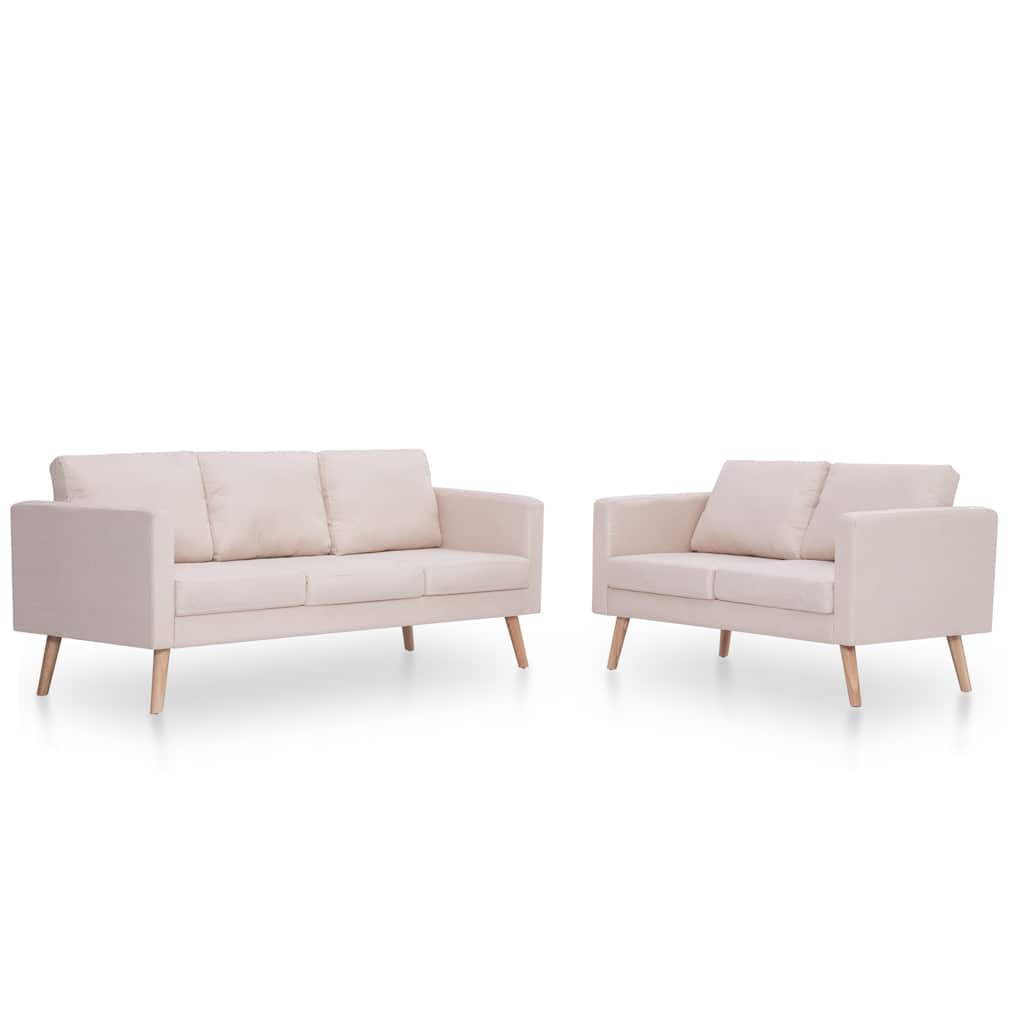 Set Divani 2 pz in Tessuto Crema - homemem39