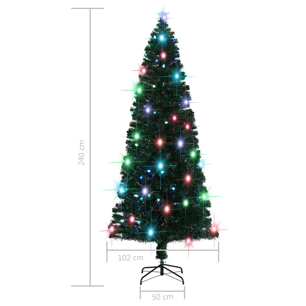 Albero di Natale Preilluminato con Supporto e LED 240 cm Fibra Ottica | homemem39