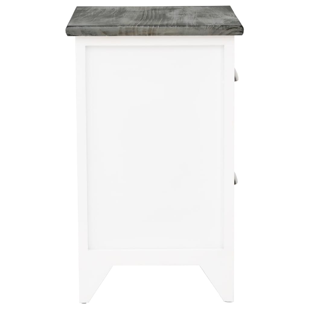 Comodino Grigio e Bianco 38x28x45 cm in Legno di Paulownia - homemem39