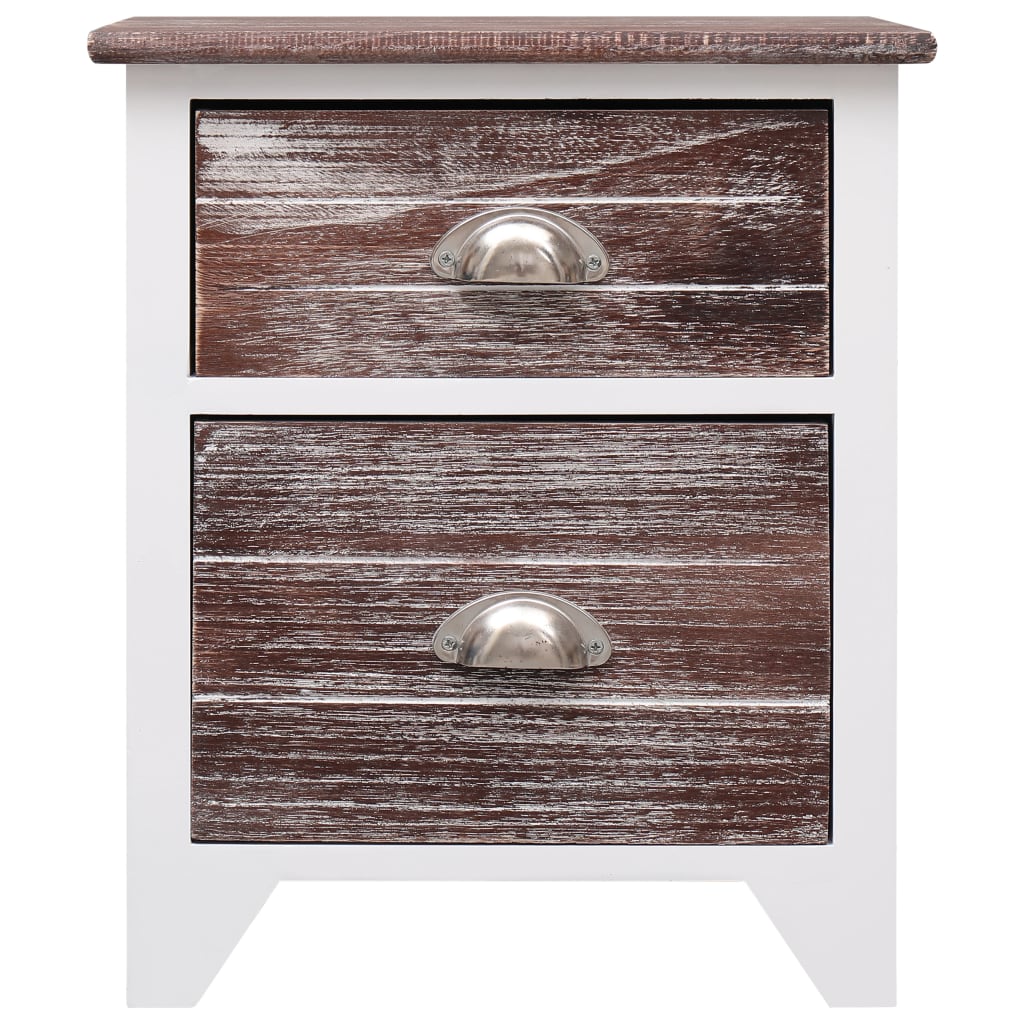 Comodino Marrone e Bianco 38x28x45 cm in Legno di Paulownia - homemem39
