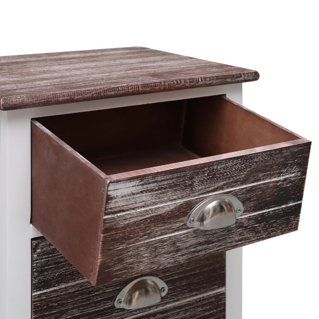 Comodino Marrone e Bianco 38x28x45 cm in Legno di Paulownia - homemem39