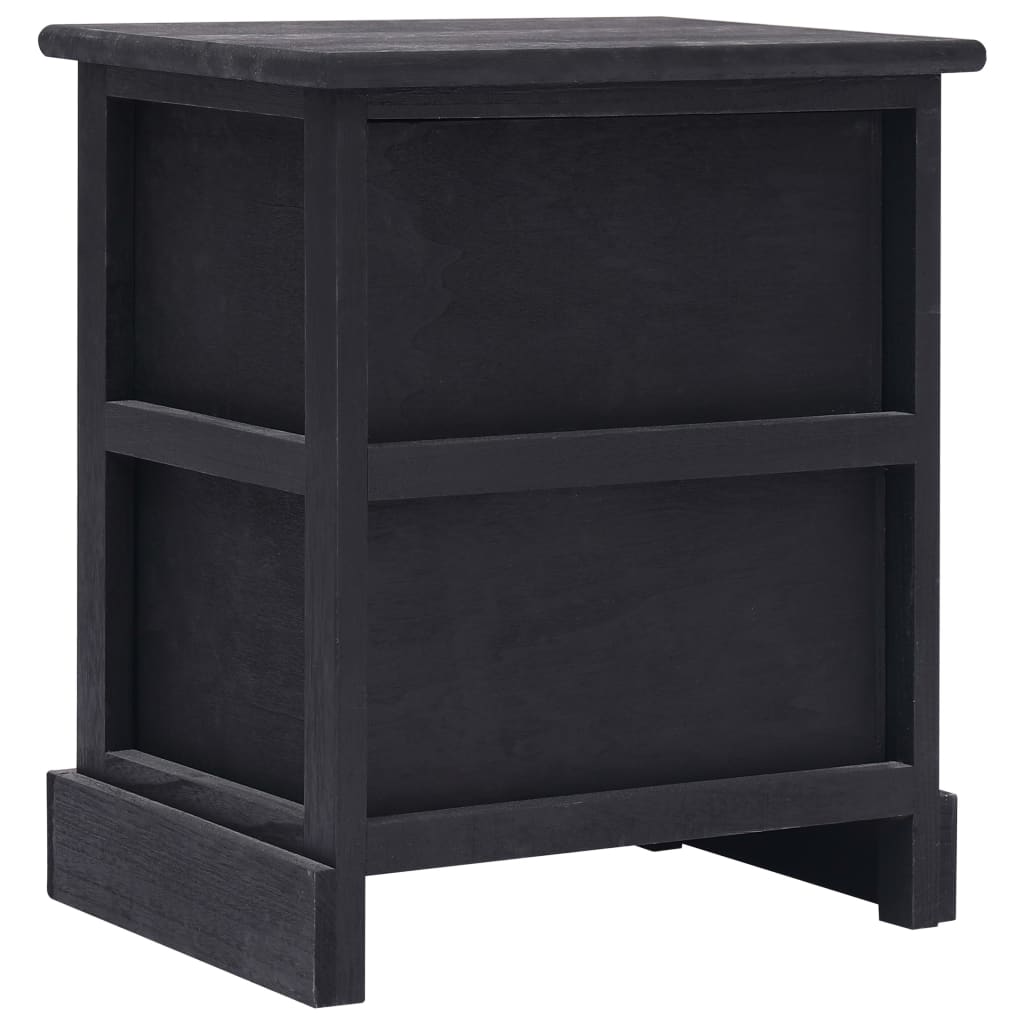 Comodini 2pz Neri 38x28x45 cm in Legno di Paulonia - homemem39