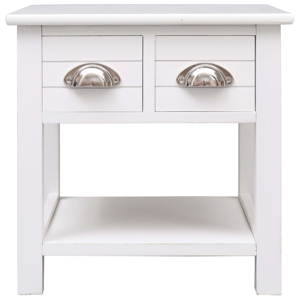 Tavolino Laterale Bianco 40x40x40 cm in Legno di Paulownia - homemem39