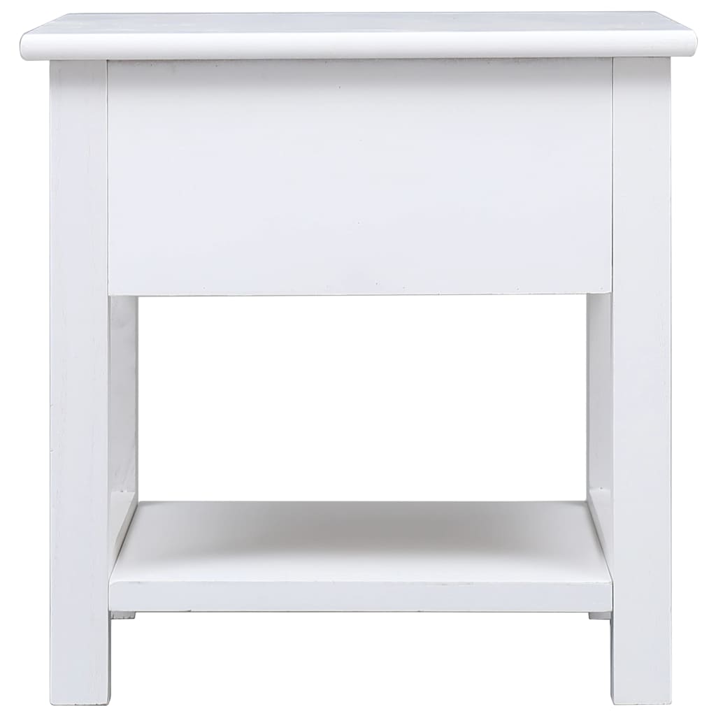 Tavolino Laterale Bianco 40x40x40 cm in Legno di Paulownia - homemem39