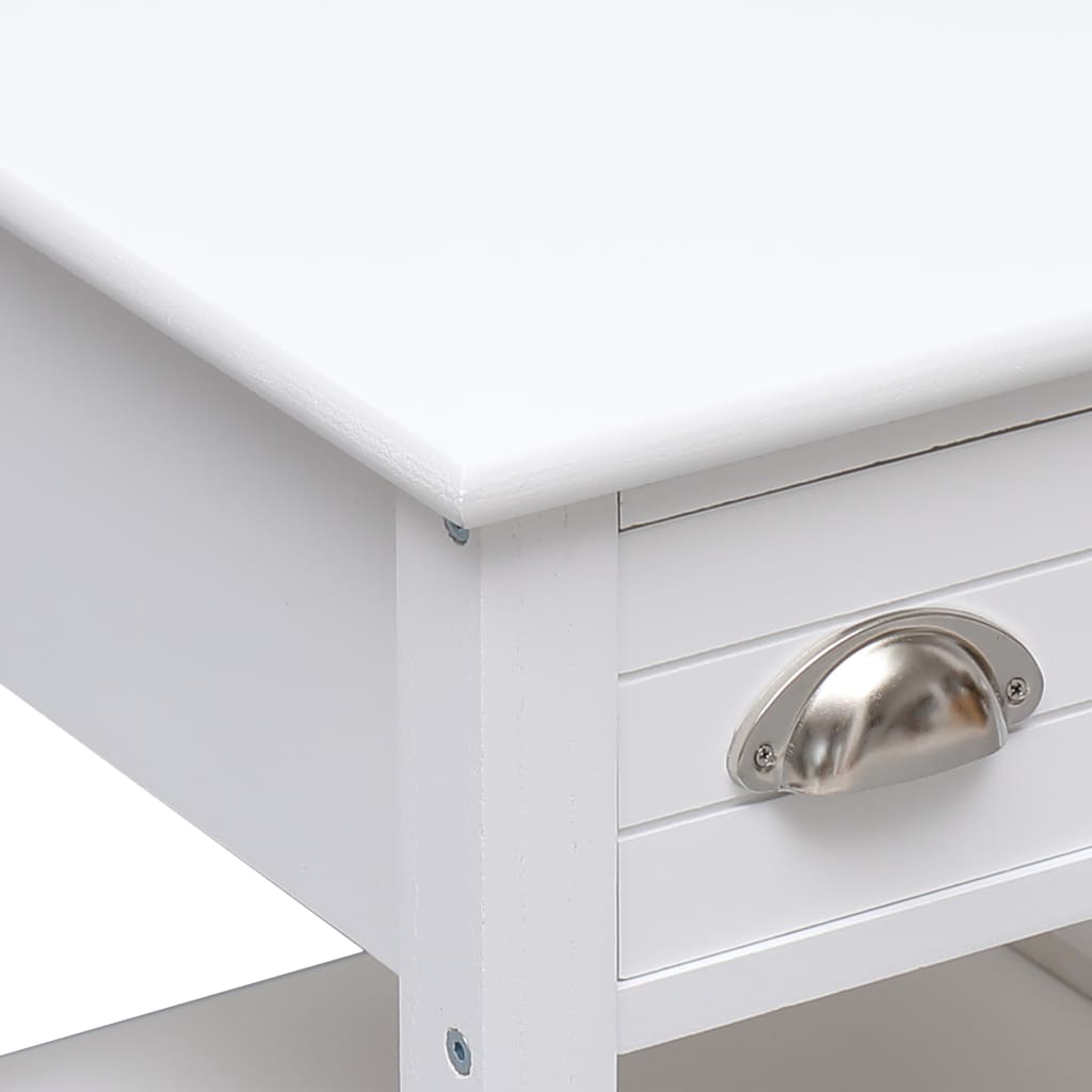 Tavolino Laterale Bianco 40x40x40 cm in Legno di Paulownia - homemem39