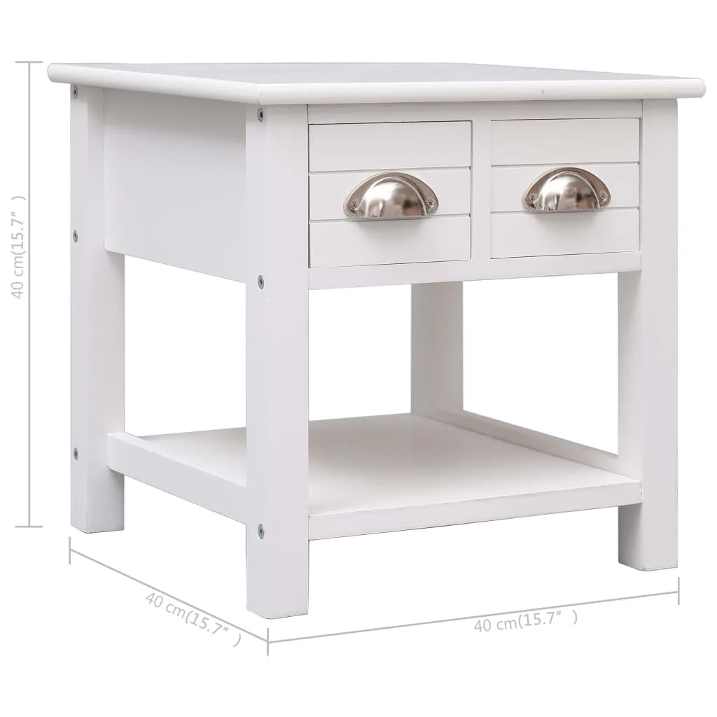 Tavolino Laterale Bianco 40x40x40 cm in Legno di Paulownia - homemem39