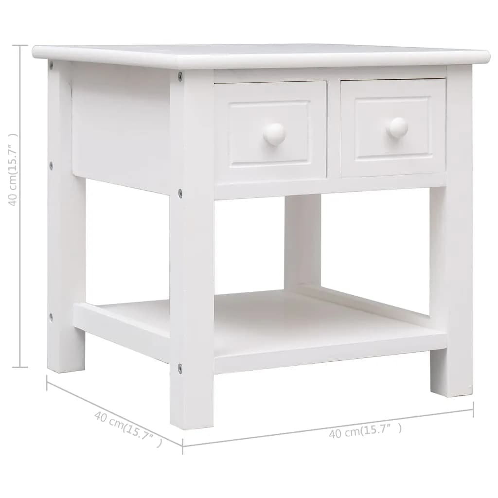 Tavolino Laterale Bianco 40x40x40 cm in Legno di Paulownia - homemem39