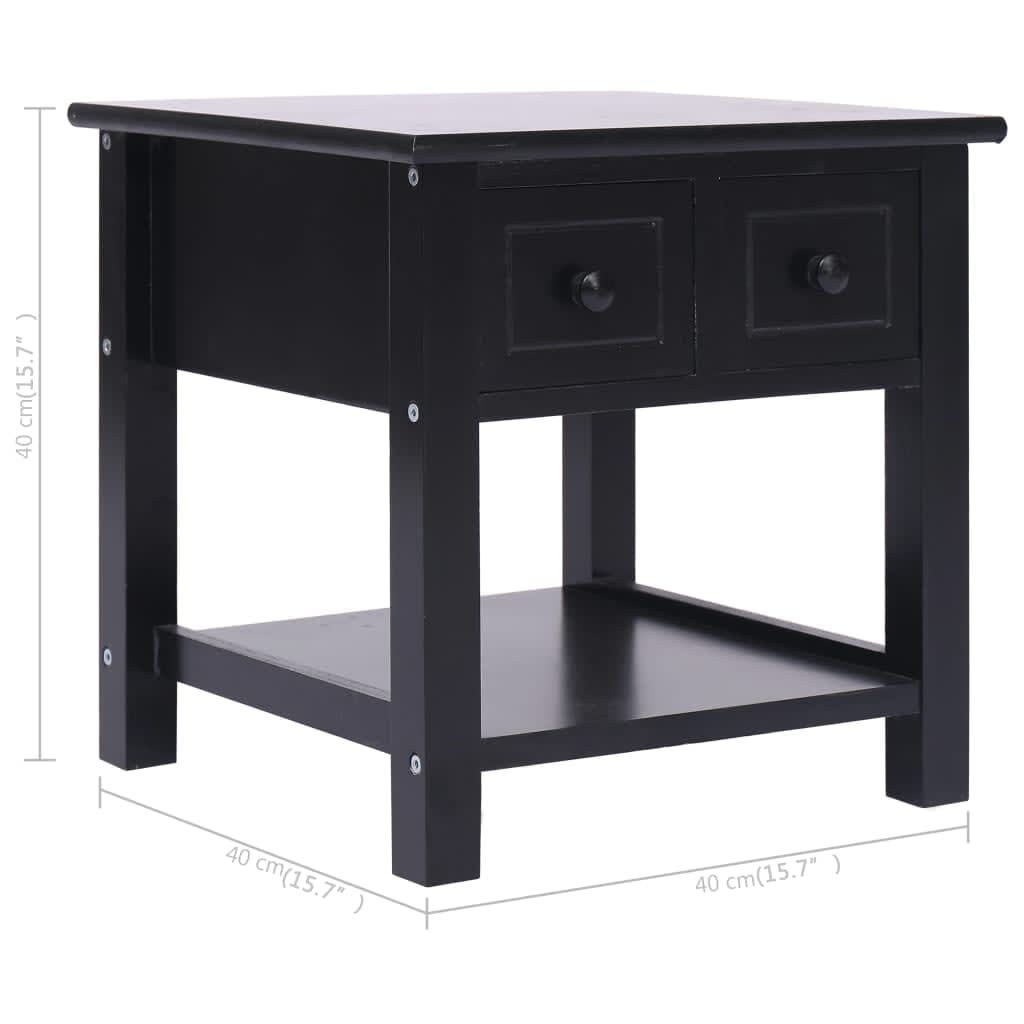 Tavolino Laterale Nero 40x40x40 cm in Legno di Paulownia | homemem39