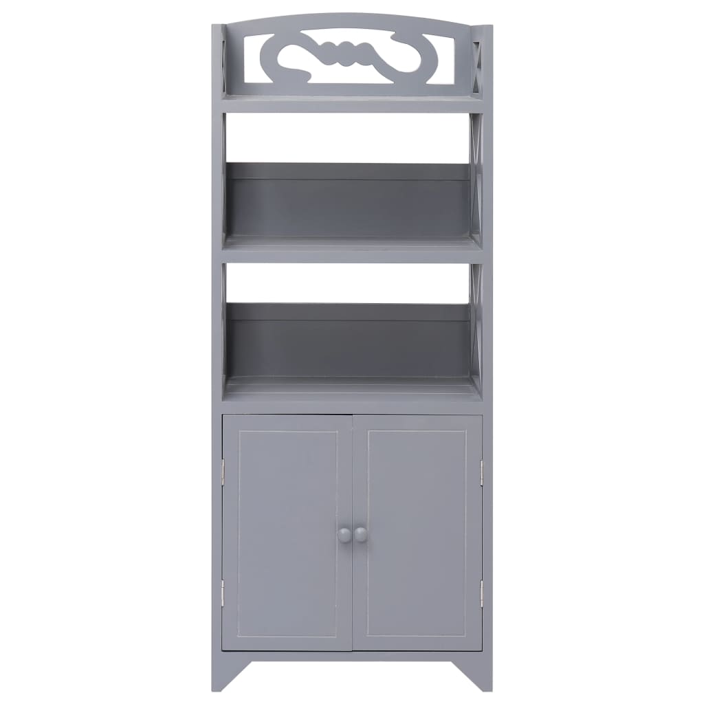 Mobiletto da Bagno Grigio 46x24x116 cm in Legno di Paulownia - homemem39