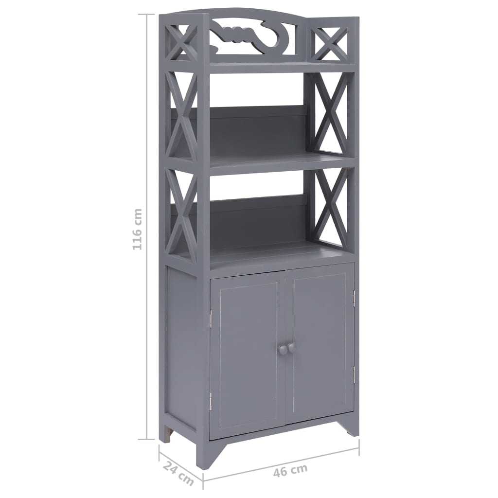 Mobiletto da Bagno Grigio 46x24x116 cm in Legno di Paulownia - homemem39