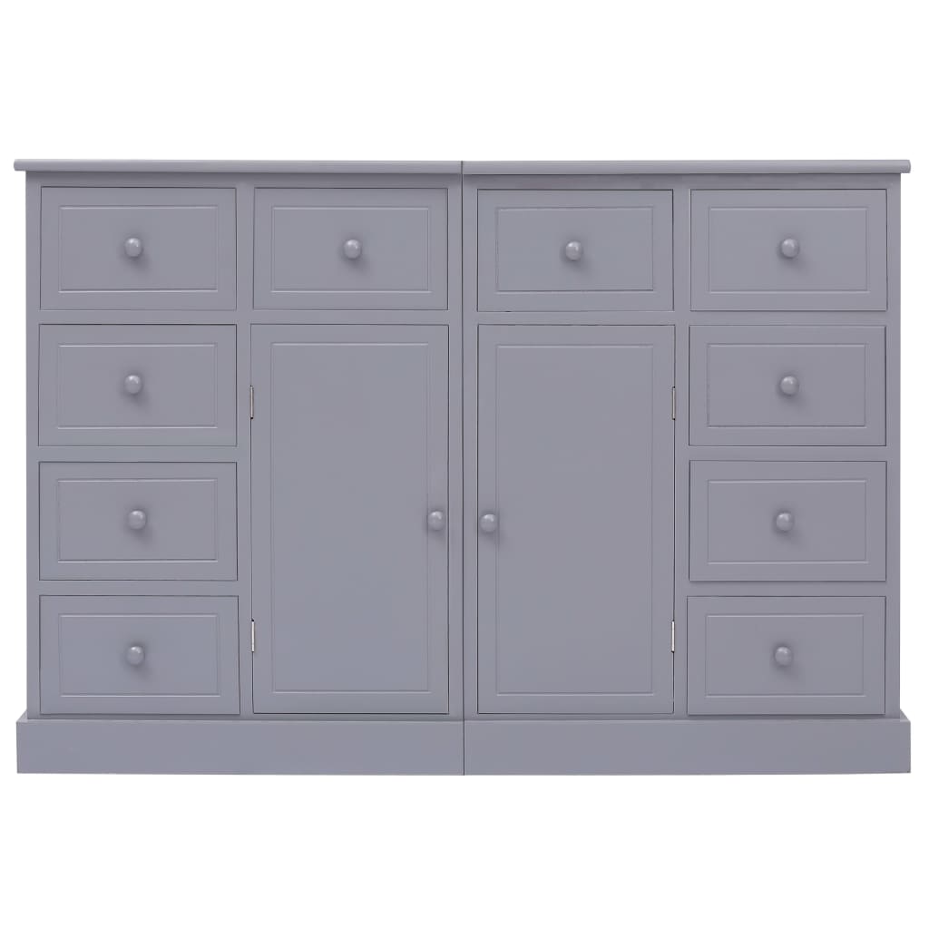 Credenza con 10 Cassetti Grigia 113x30x79 cm in Legno