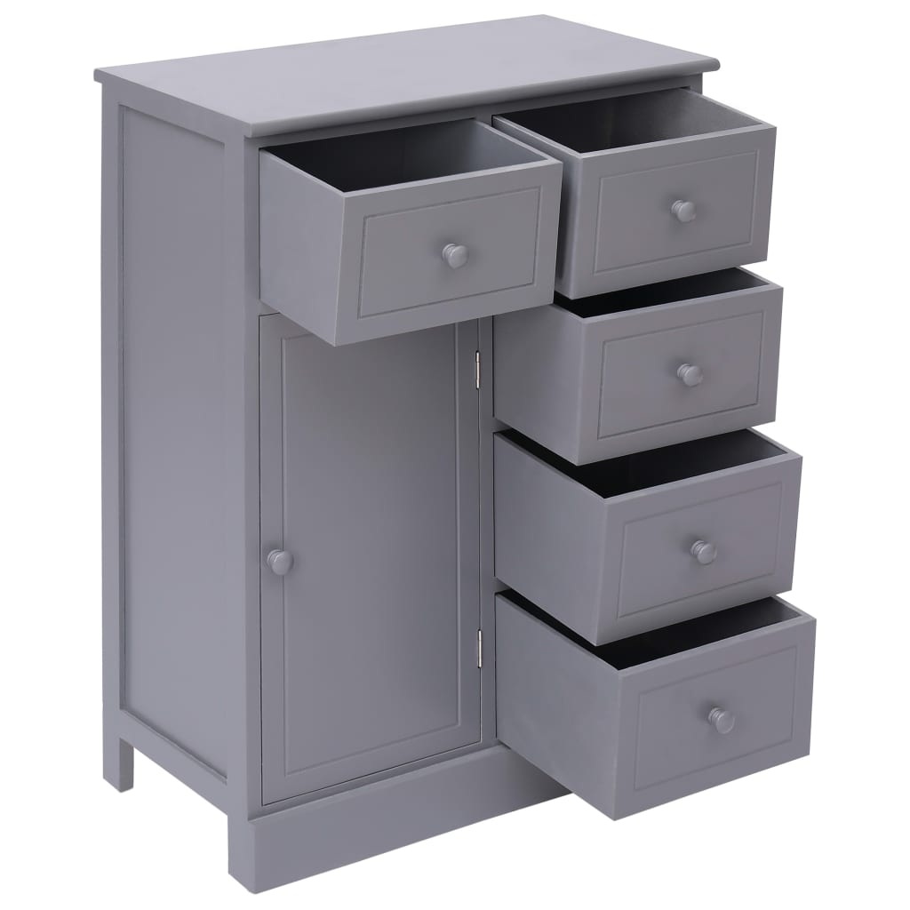 Credenza con 10 Cassetti Grigia 113x30x79 cm in Legno