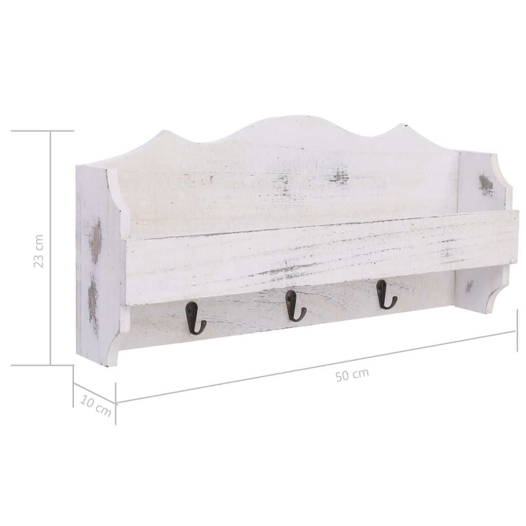 Appendiabiti a Muro Bianco 50x10x23 cm in Legno - homemem39