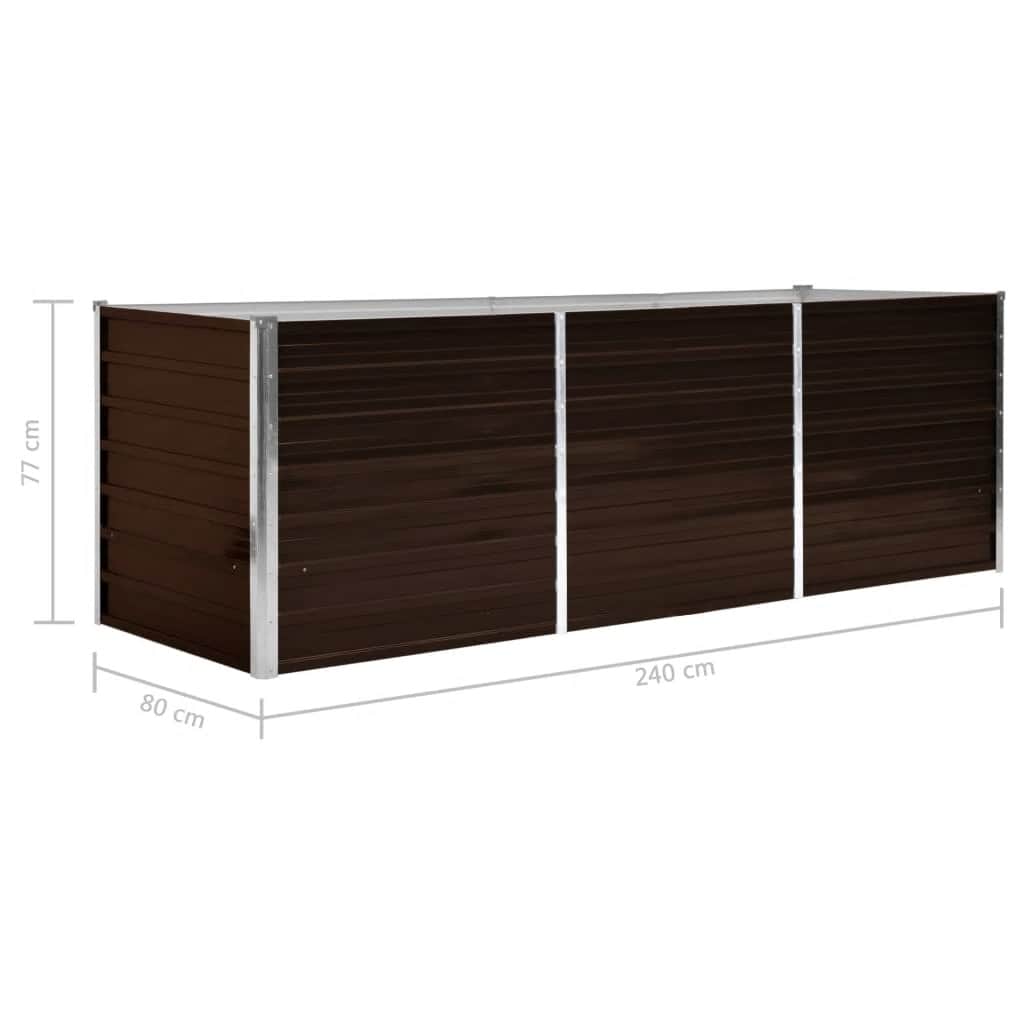 Letto Rialzato Giardino Marrone 240x80x77 cm in Acciaio Zincato | homemem39