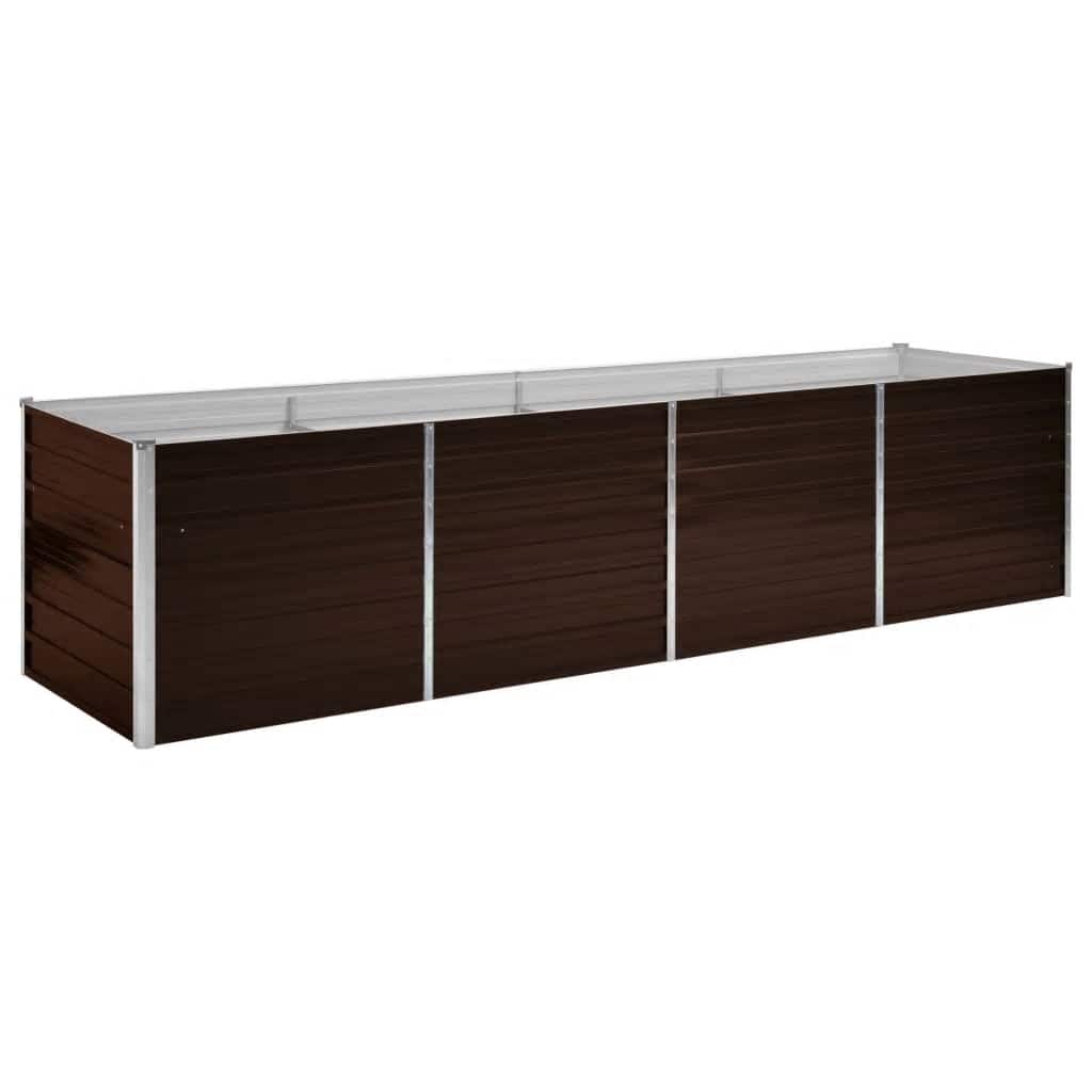 Letto Rialzato Giardino Marrone 320x80x77 cm in Acciaio Zincato
