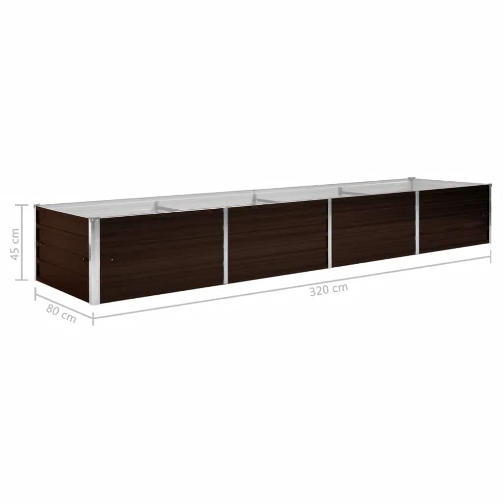 Letto Rialzato Giardino Marrone 320x80x45 cm in Acciaio Zincato | homemem39