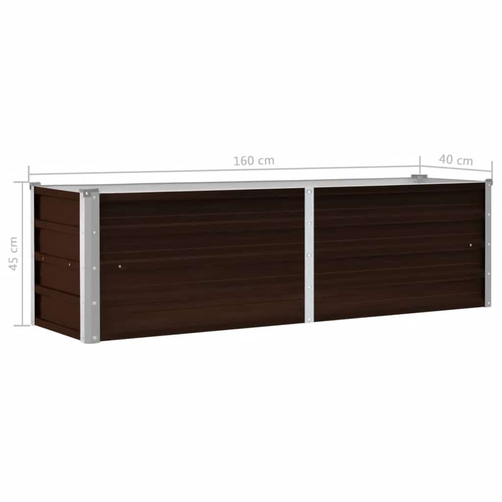 Letto Rialzato Giardino Marrone 160x40x45 cm in Acciaio Zincato | homemem39